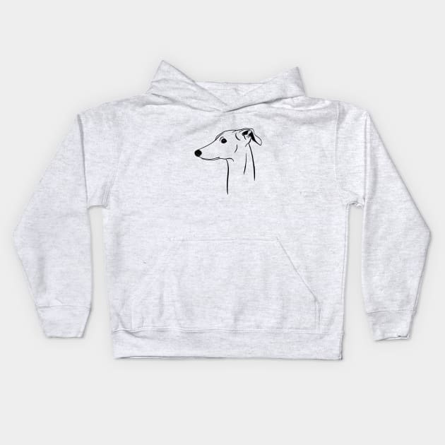 Italian Greyhound (Black and White) Kids Hoodie by illucalliart